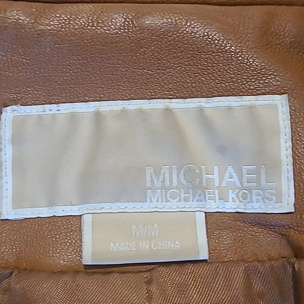 MICHAEL KORS CLASSIC BUTTERSCOTCH TAN LEATHER JACKET COAT - Picture 3 of 16